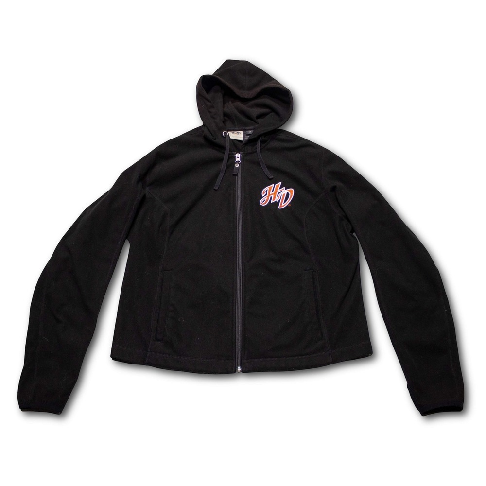 Harley-Davidson Fleece Zip-Up Hoodie Women 1W Black Excellent